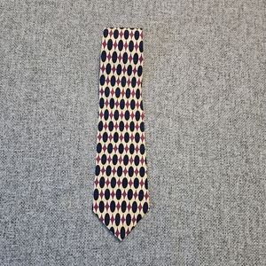 VTG Liberty of London 100% silk necktie Yellow Bue Burgandy Geometric 3.8" wide